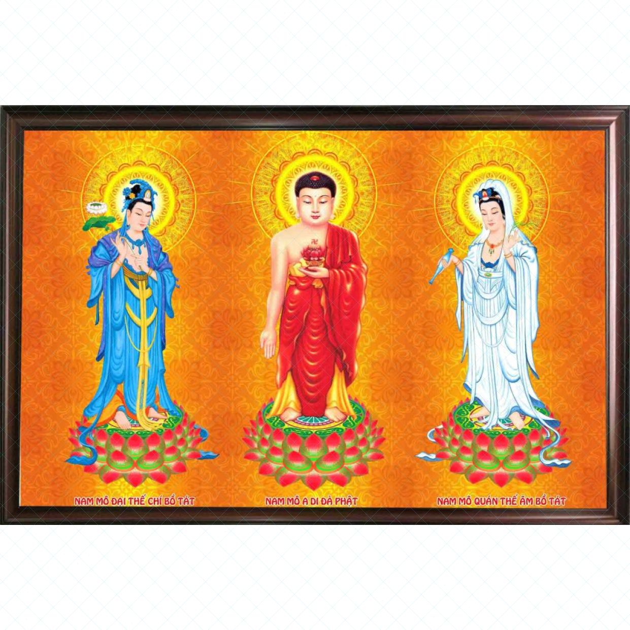 Tranh Tam Thế Phật TP052 sơn dầu cao cấp, tranh canvas nhập khẩu đẹp 
