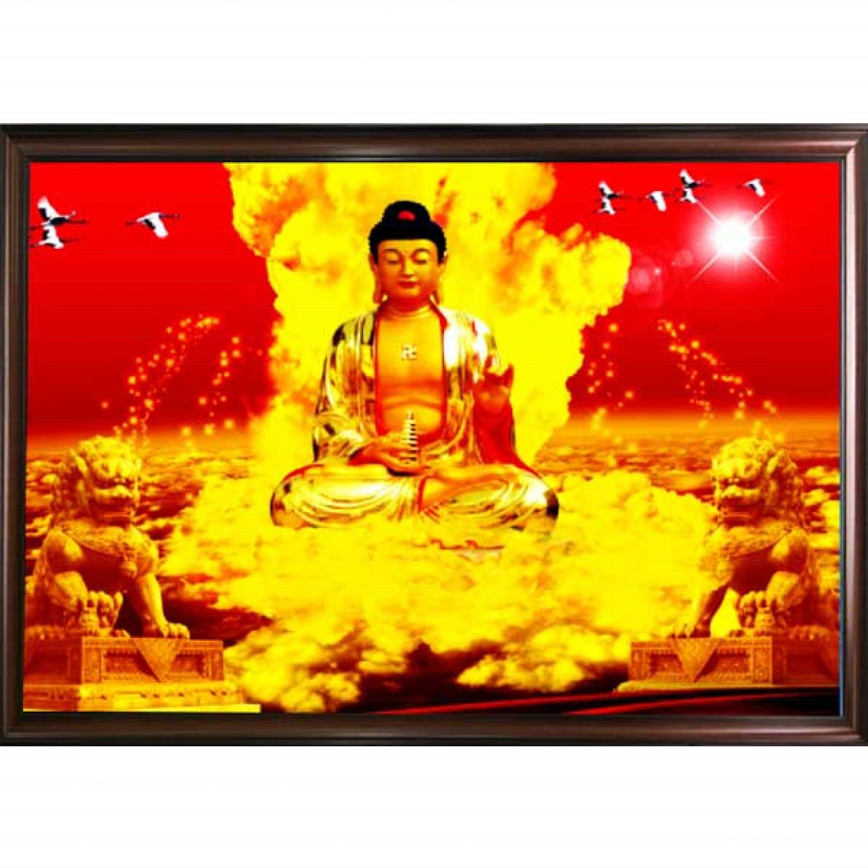 Tranh A Di Đà Phật ngồi Sơn Dầu Canvas Đẹp Trang Trí 