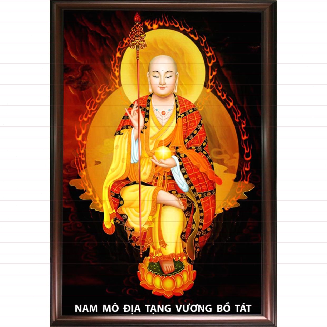 Tranh Phật Địa Tạng Bồ Tát TP020 Sơn Dầu Vải Canvas Đẹp 