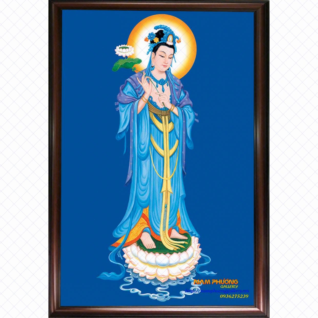 Tranh Phật Đại Thế Chí Bồ Tát Sơn Dầu Giấy Canvas Đẹp 