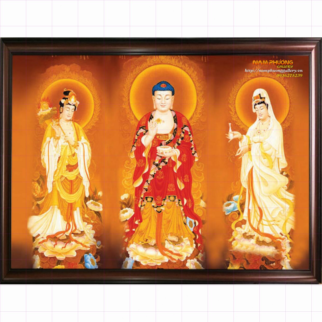 Tranh Tam Thế Phật TP007 Sơn Dầu Canvas Cao Cấp Minh Hưng 