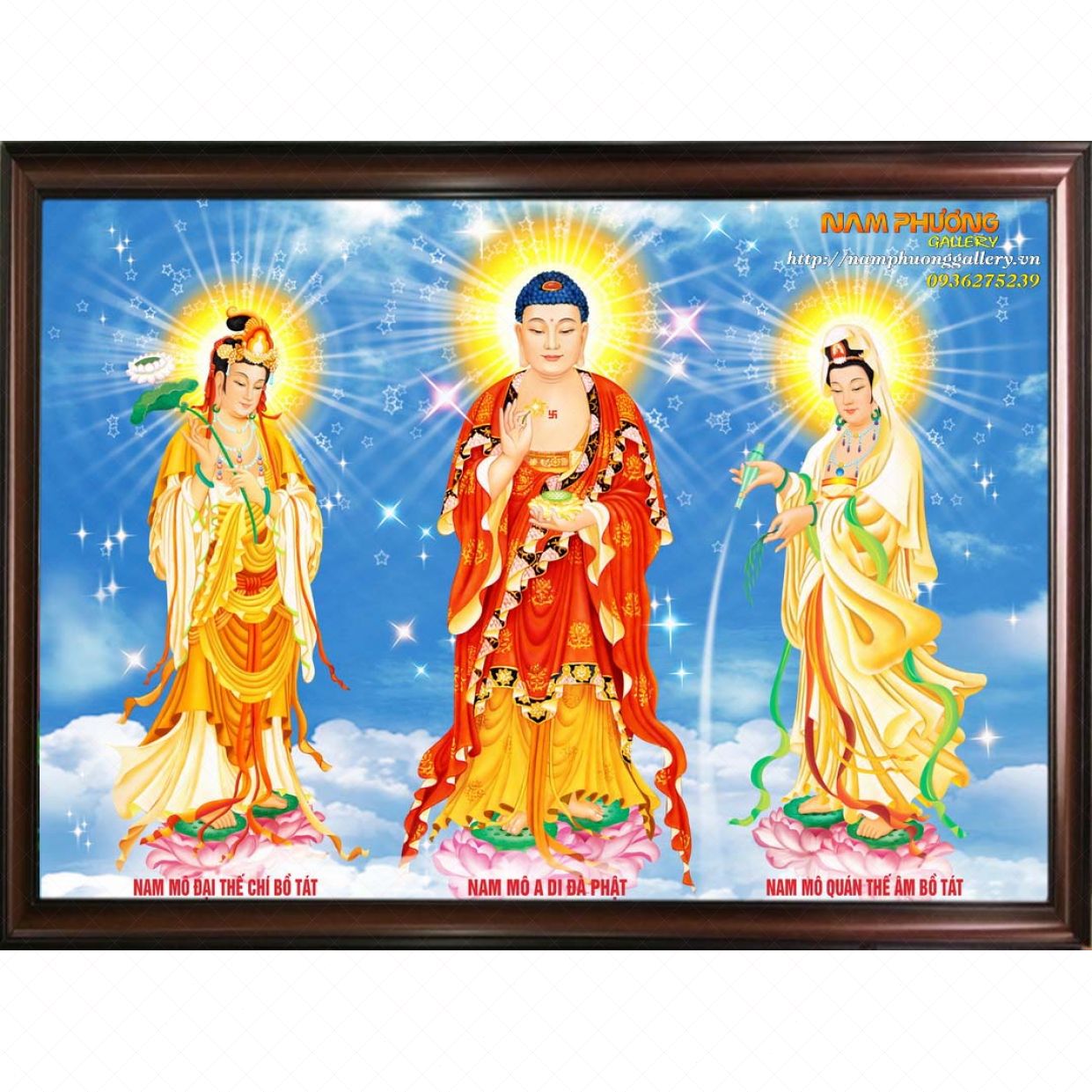 Tranh Tam Thế Phật TP001 Sơn Dầu Vải Bố Đẹp Giá Tốt 