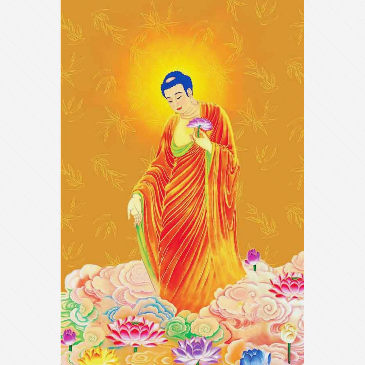 Tranh Phật A Di Đà tiếp dẫn Tp014 tranh sơn dầu canvas đẹp 