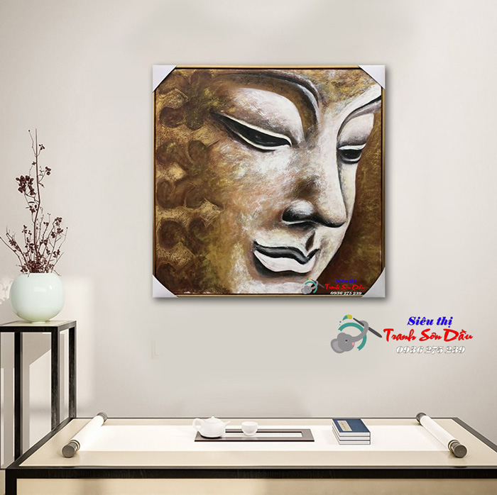 Tranh mặt phật THD013 sơn dầu canvas quà tặng phong thủy đẹp