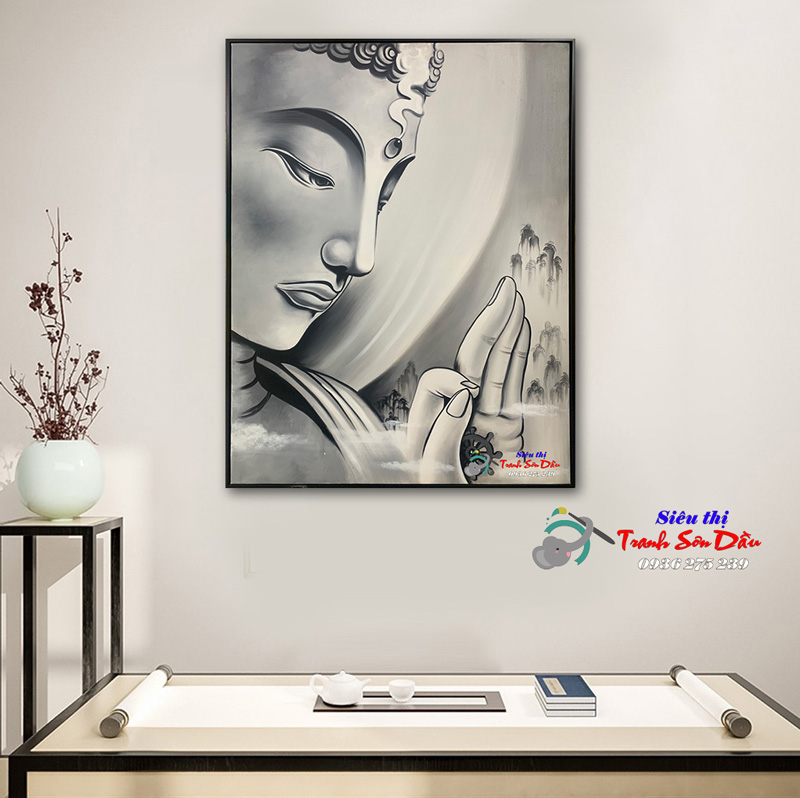 Tranh sơn dầu mặt phật STT185 nghệ thuật tặng quà decor