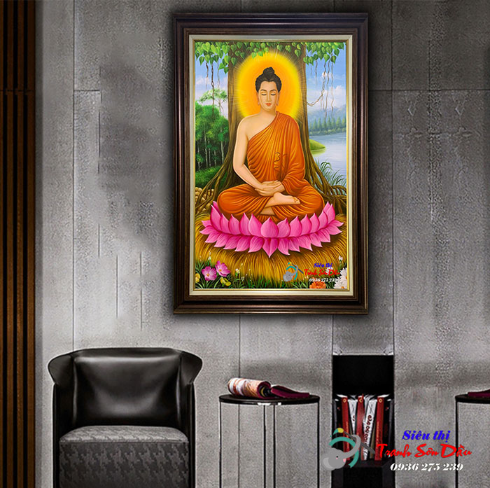 Tranh Thích Ca Mô Ni Phật đẹp Sơn Dầu chính hãng Minh Hưng Gallery