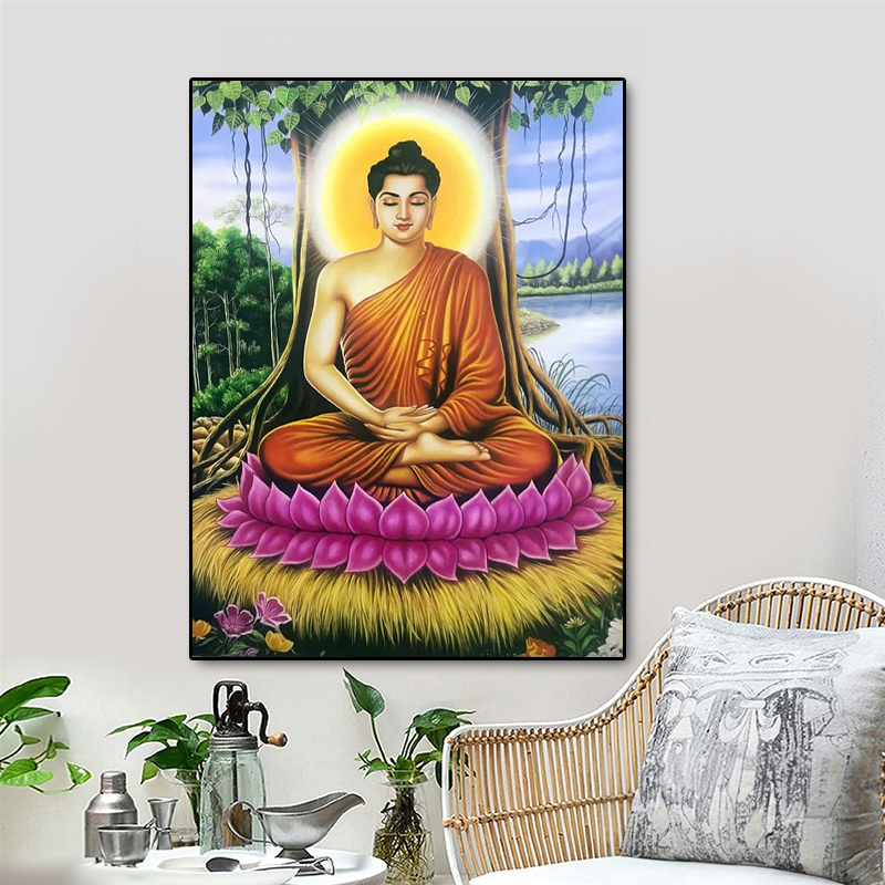 Tranh Bổn Sư Thích Ca STT319 Sơn Dầu Đẹp Tặng Quà Giá Rẻ