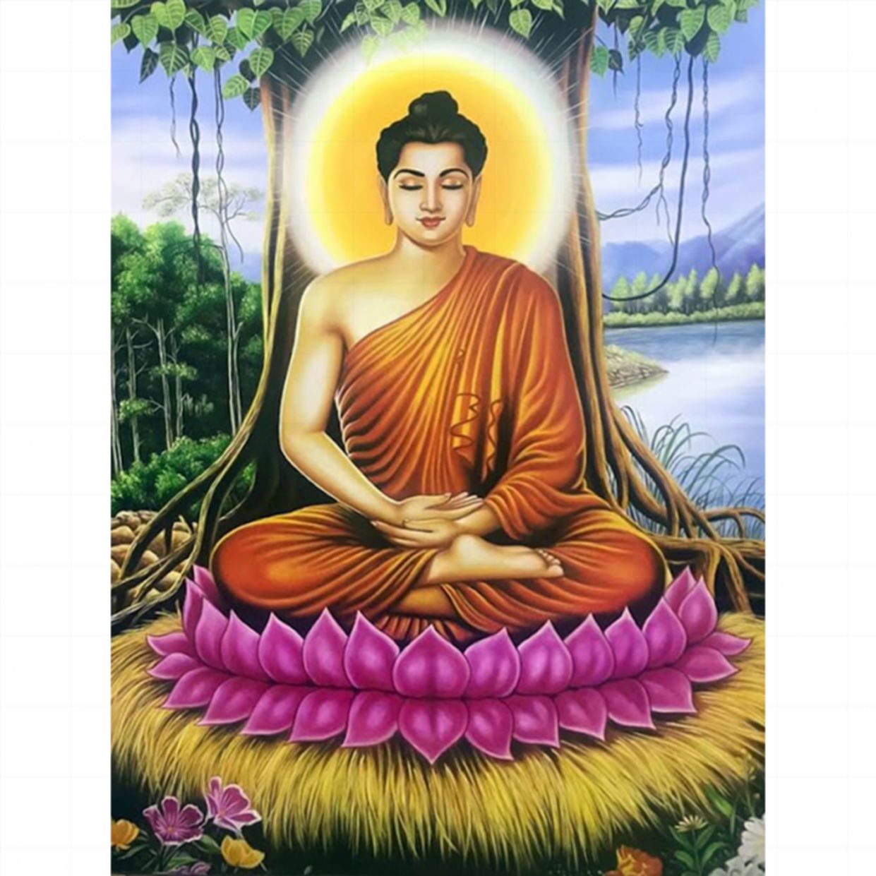 Tranh Bổn Sư Thích Ca STT319 Sơn Dầu Đẹp Tặng Quà Giá Rẻ 