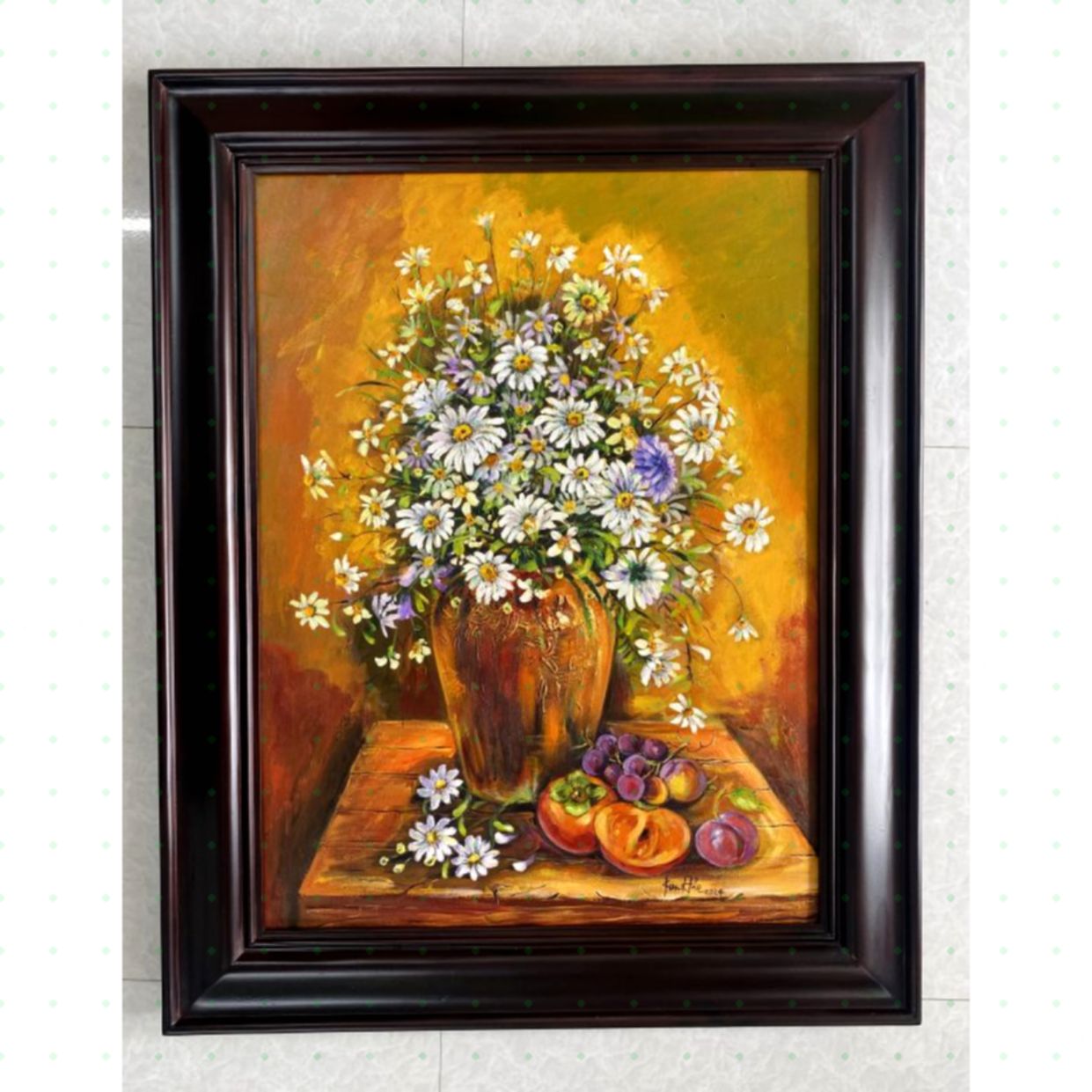 Tranh Hoa Hương Cúc Nơi Xưa Acrylic 60x80 Độc Bản Sang Trọng 