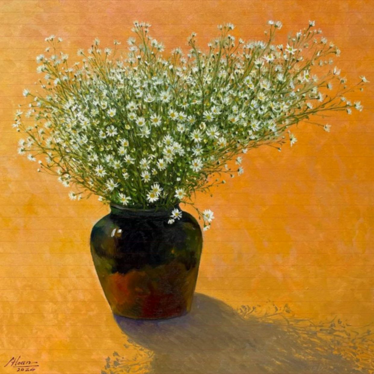 Tranh Hoa Đồng Nội Sơn Dầu 70x70cm Độc Bản Kích Thước Lớn 