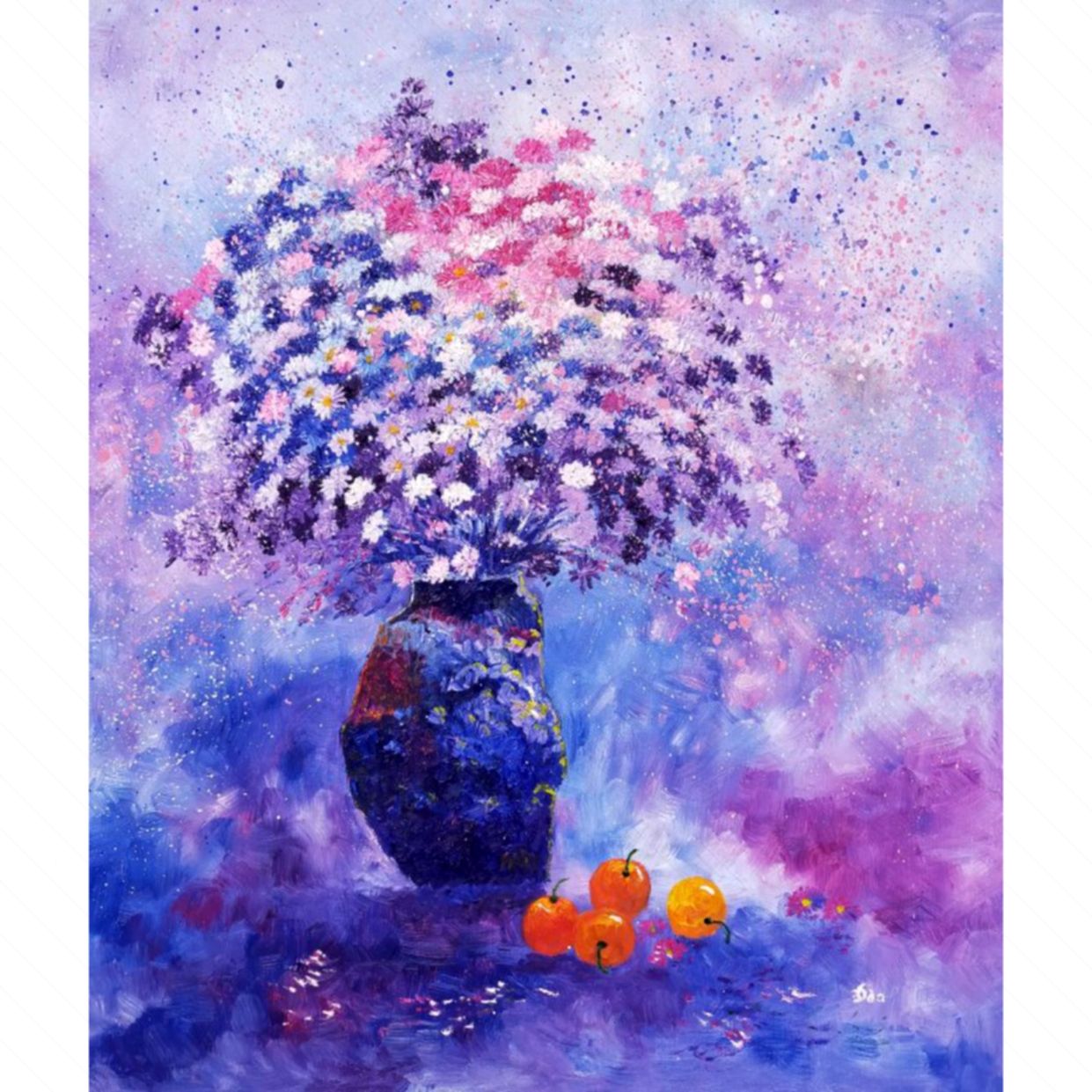 Tranh Hoa Tình cờ Sơn dầu 70x80cm Khung sang trọng Độc bản 2024 