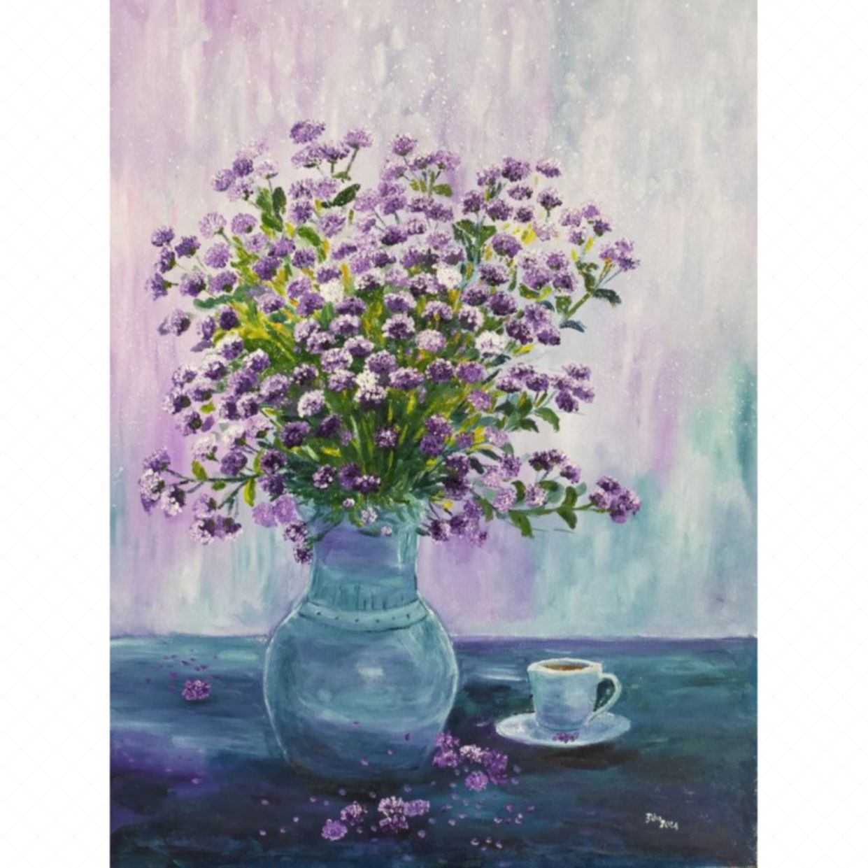 Tranh Hoa Cà Phê độc bản khung sang trọng bền màu 80x60cm 