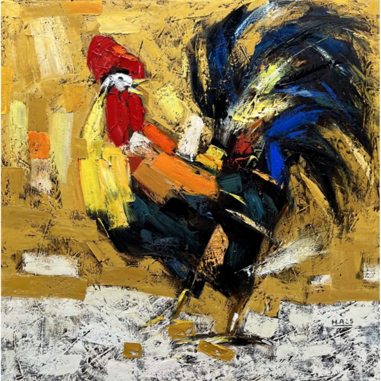 Tranh Đại Kê Sơn Dầu 120x120cm Độc Bản Sang Trọng 