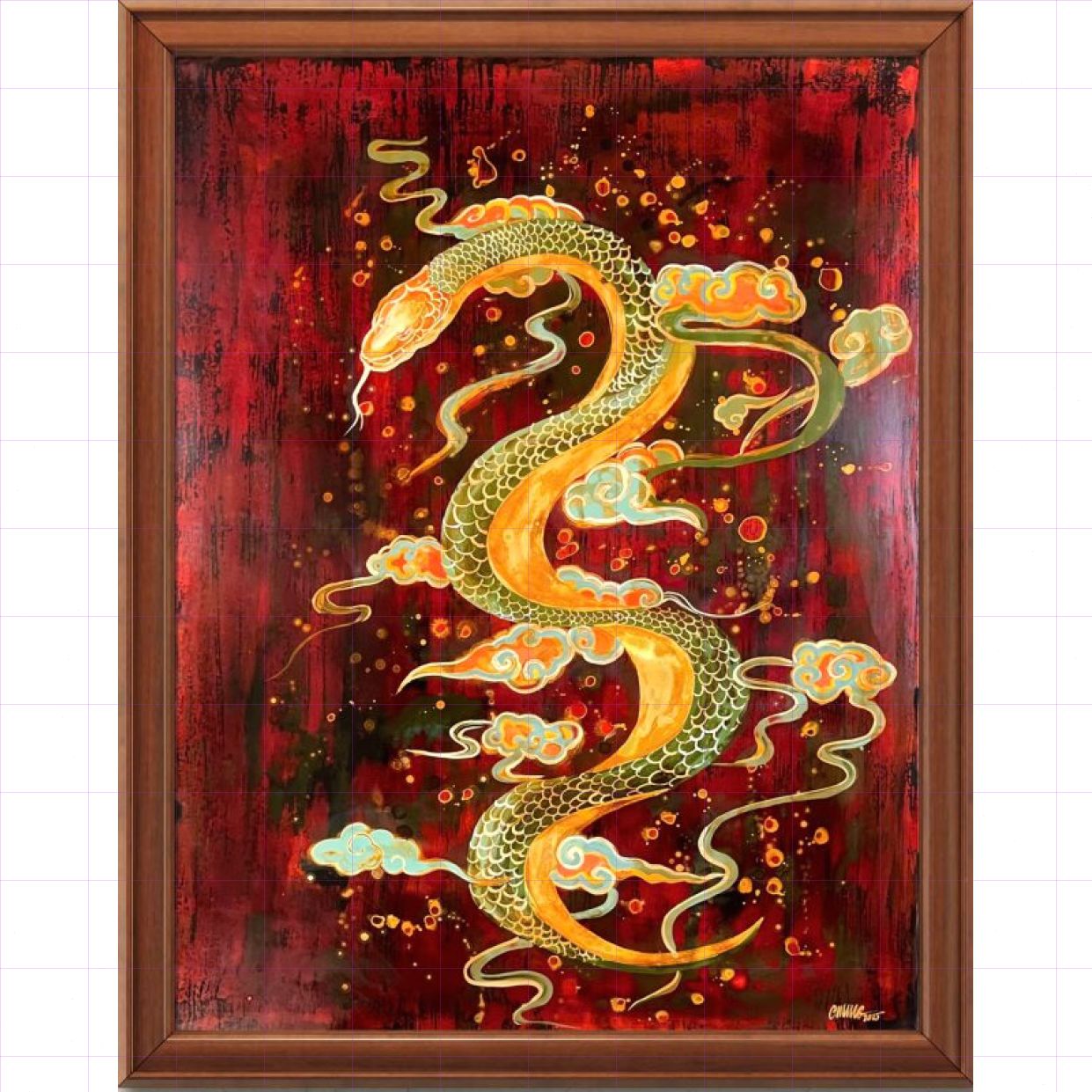 Tranh Sơn Mài Rồng Rắn Sang Trọng Kích Thước 60x80cm 