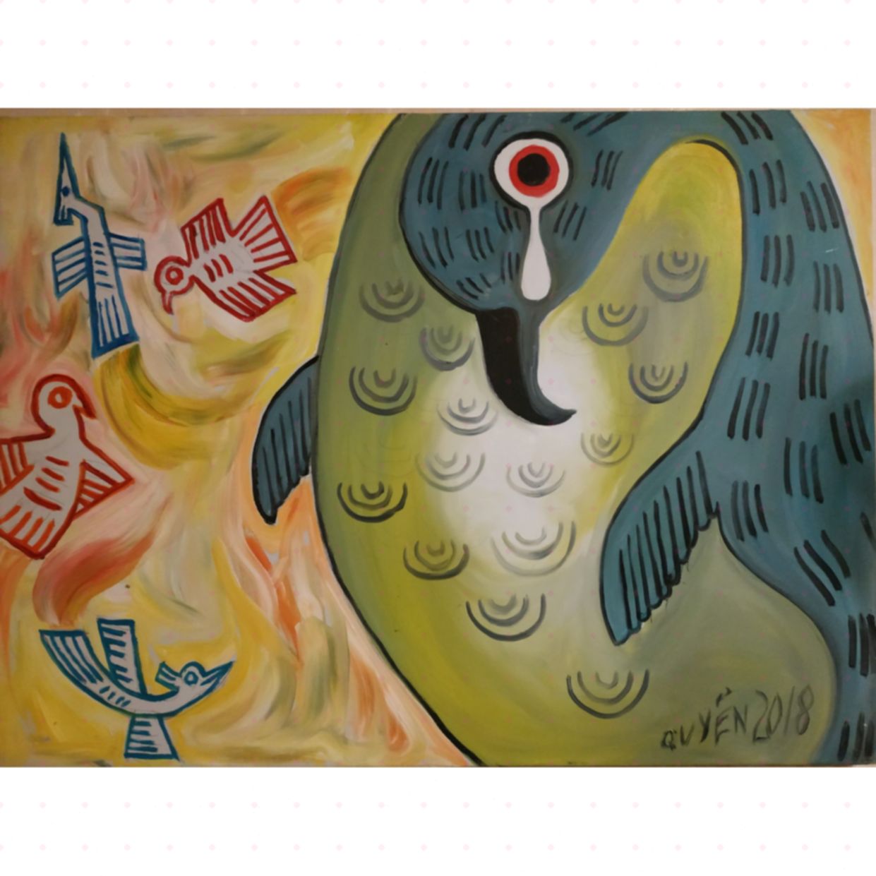 Tranh Đôi Cánh Huy Quyển 60x80cm Sơn dầu Sang Trọng Giá Tốt 