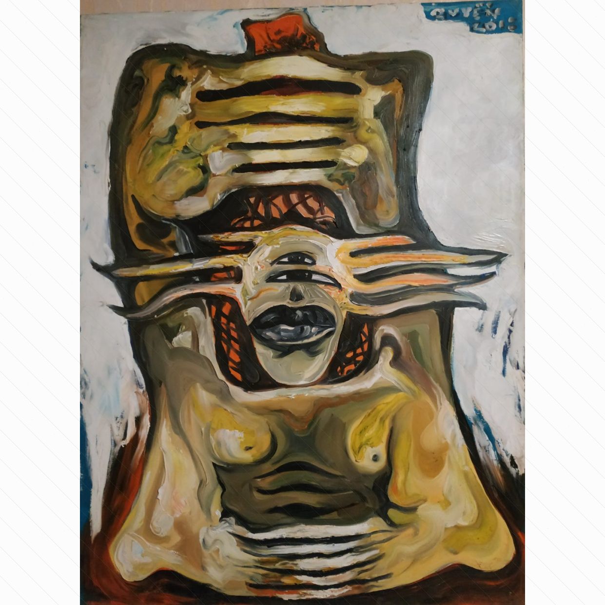 Tranh Gói Ghém Huy Quyển sơn dầu đẹp kích thước 60x80cm 