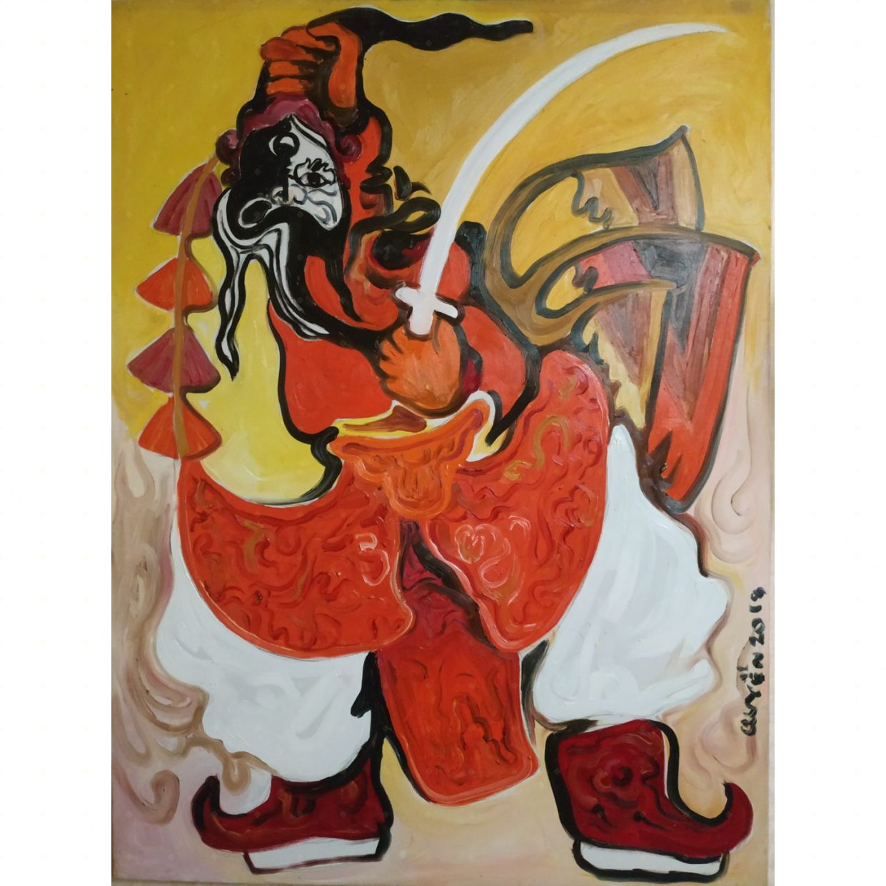 Tranh Khương Linh Tá Huy Quyển chất liệu sơn dầu đẹp 60x80 cm 