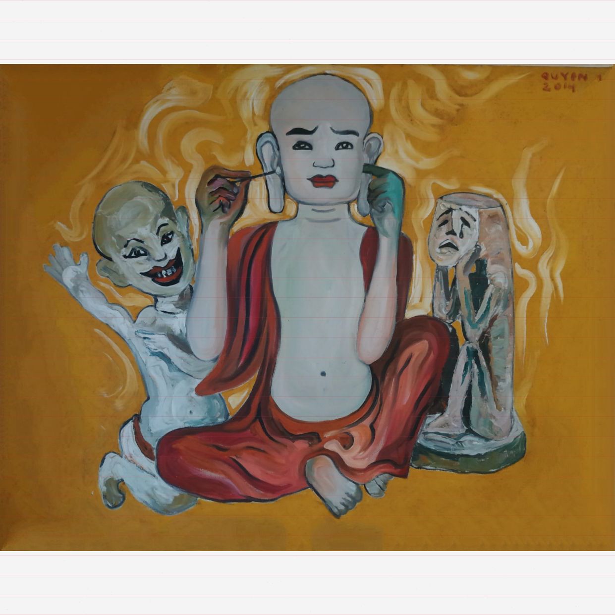 Tranh Sơn Dầu Đi Tu Huy Quyển 80x100cm Phong Cách Độc Đáo 