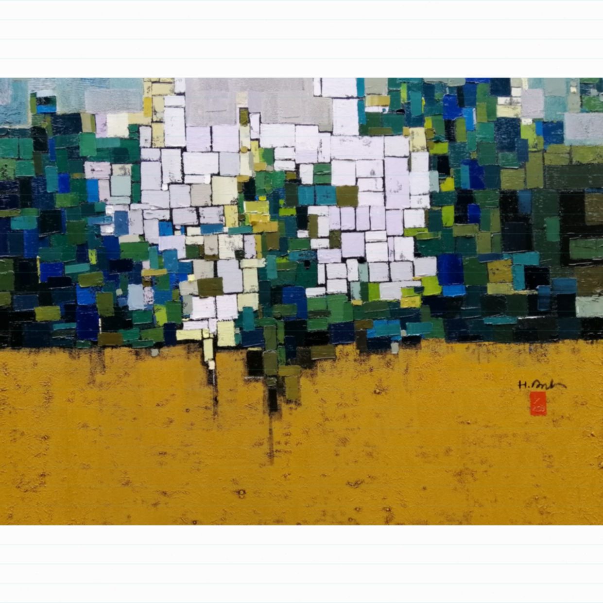 Hoàng Anh Tranh Vô Đề Sơn Dầu 120x160cm Trang Trí Đẹp Sang 