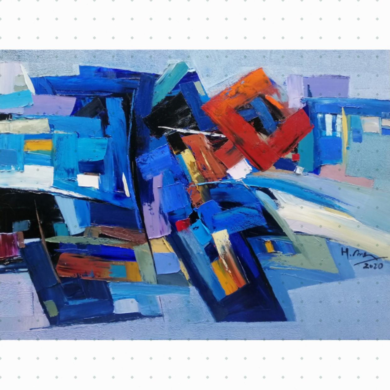 Hoàng Anh Tranh Ngõ Đông tranh sơn dầu đẹp 120x160cm độc đáo 