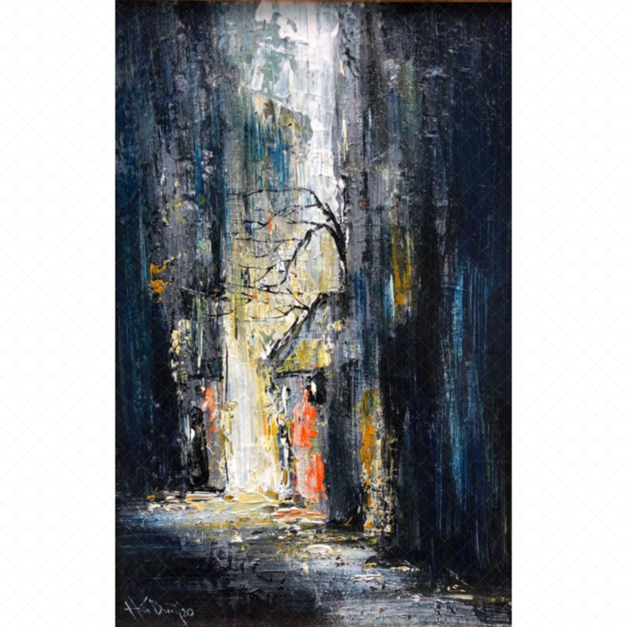 Hứa Dũng tranh phố cảm xúc acrylic 40x60 tranh nghệ thuật 