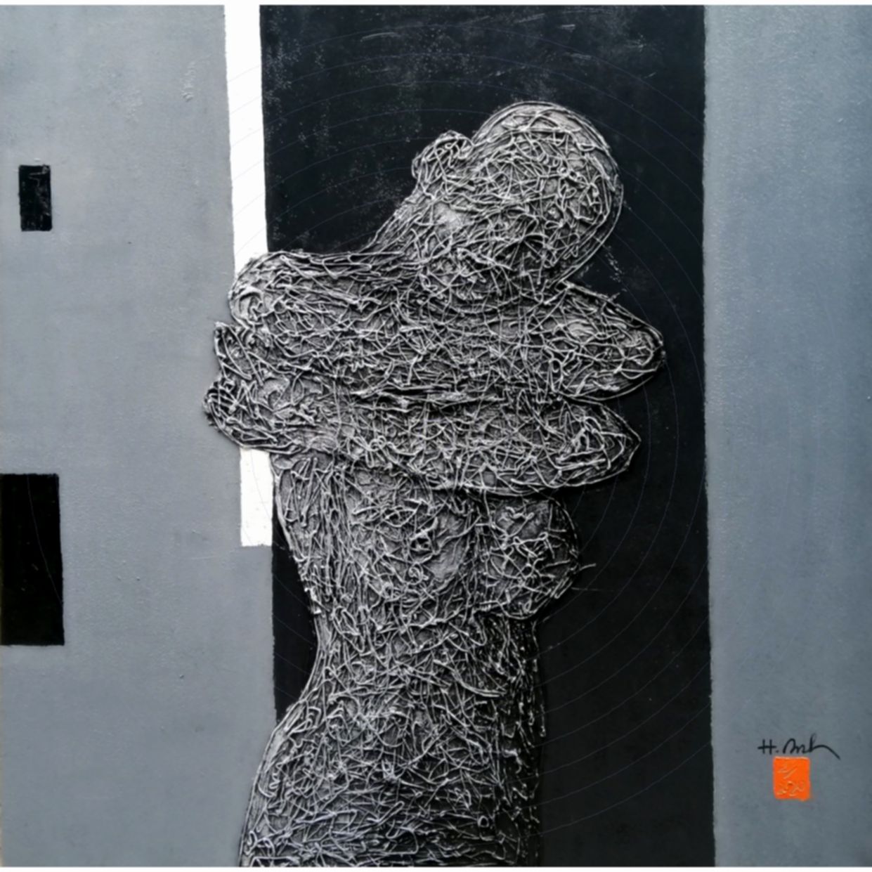 Hoàng Anh Tranh Tự Sự 3 Acrylic lớn 120x120cm tranh đẹp 