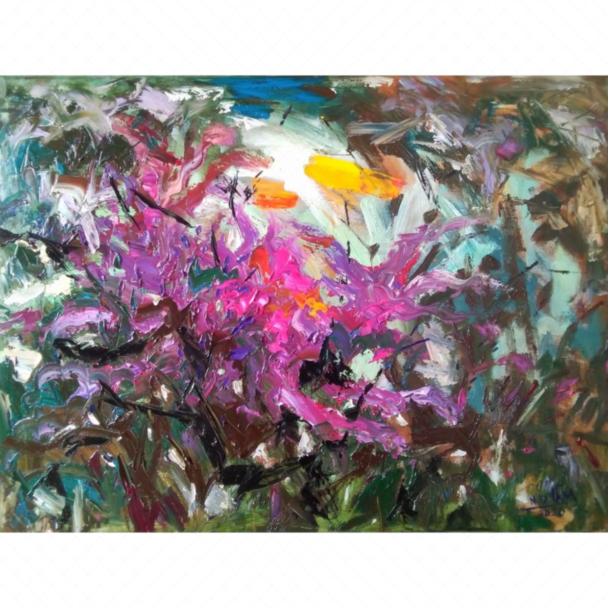 Tranh Trừu Tượng Nắng Xuân 60x80cm Sơn Dầu Sang Trọng 