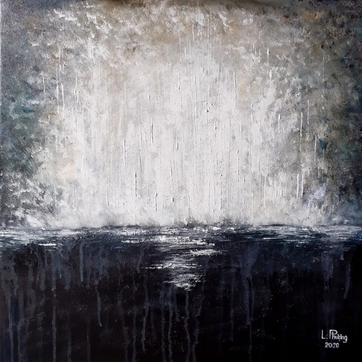 Tranh Trừu Tượng Gột Rửa 50x50cm Acrylic Độc Bản Giá Tốt 