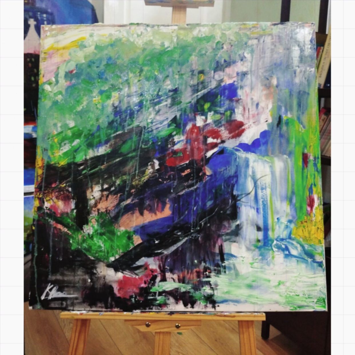 Tranh Trừu Tượng Rừng Mưa 70x70cm Acrylic Độc Bản Sang Trọng 