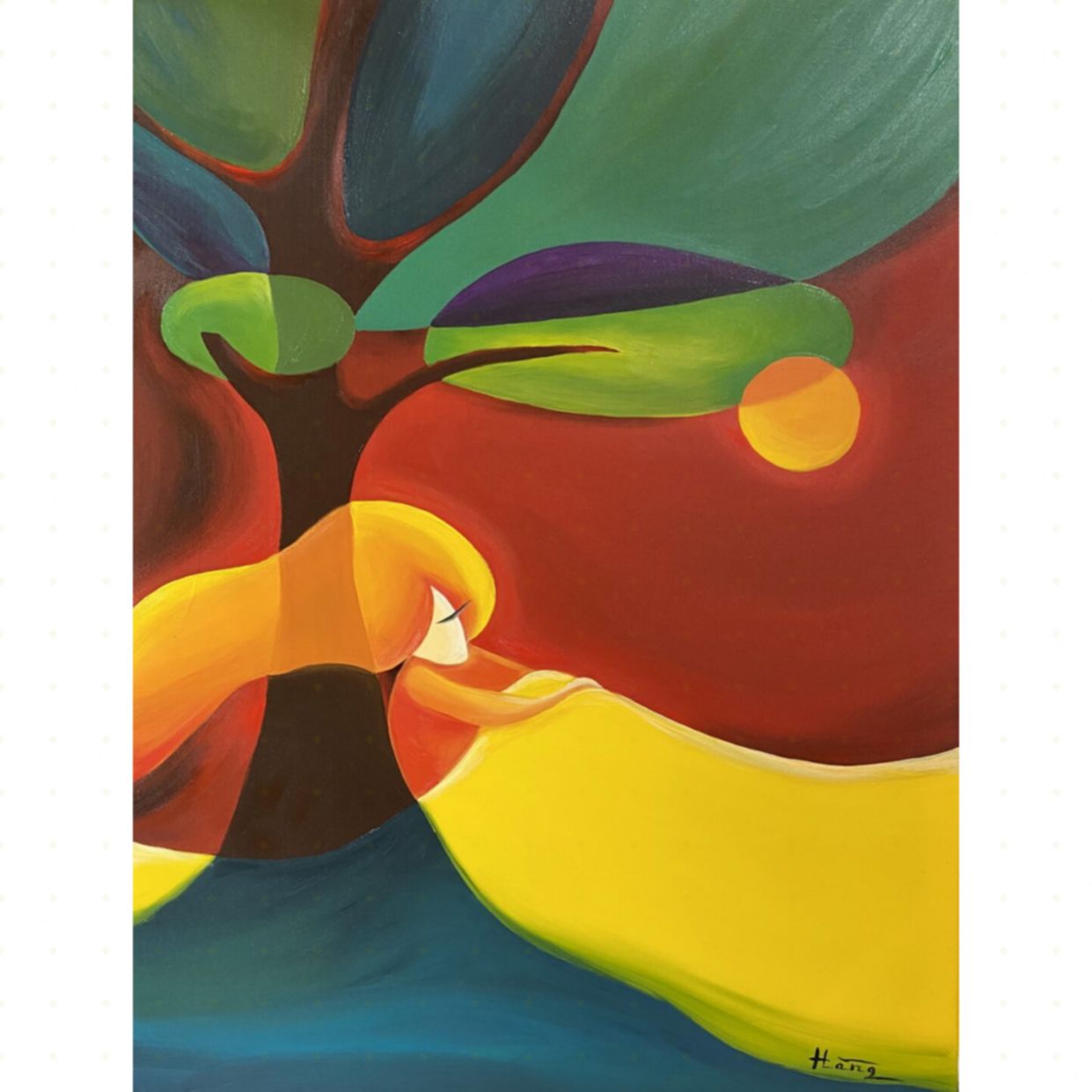 Trần Hằng A Yellow Ribbon tranh Acrylic đẹp 60x80cm độc đáo 