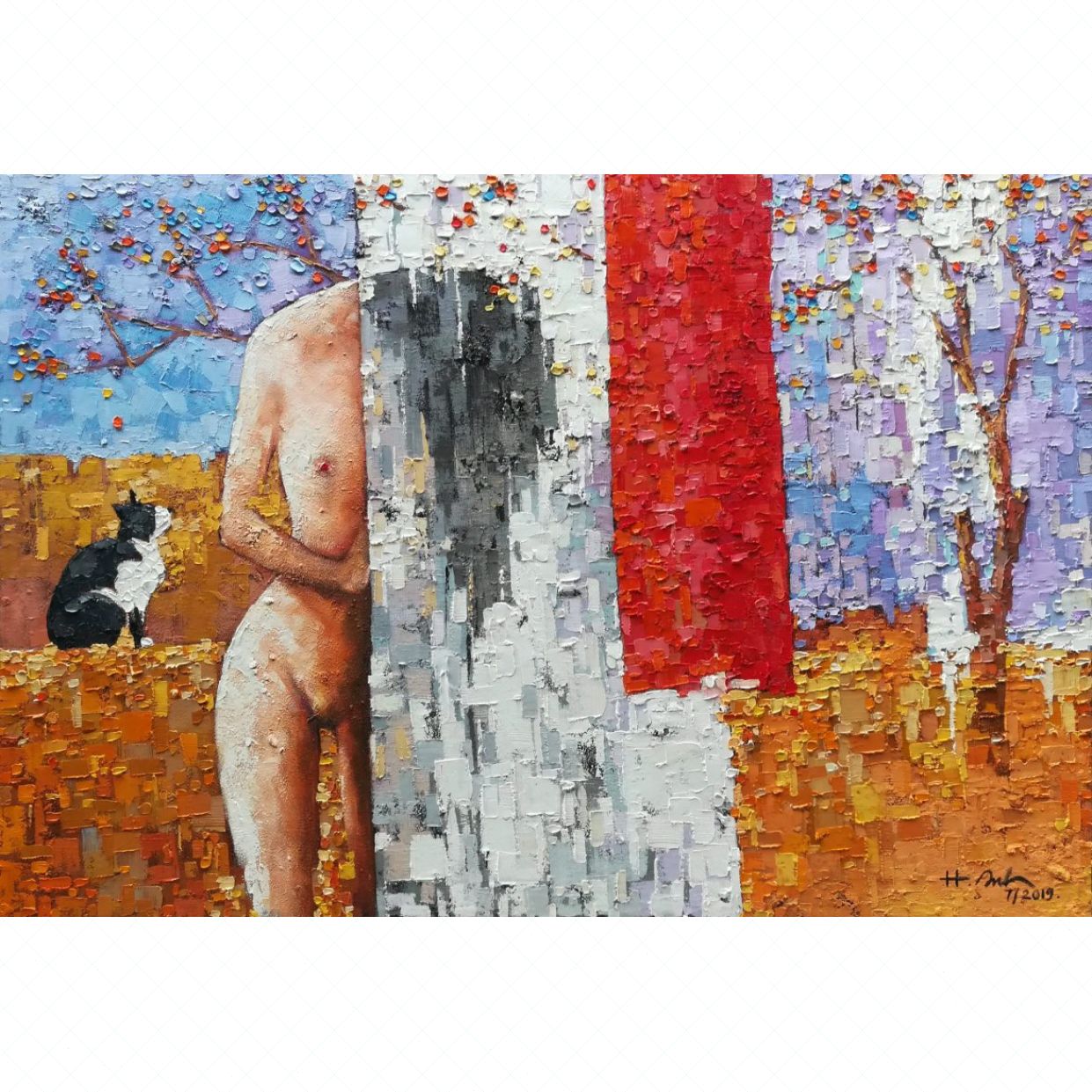 Tranh Hoàng Anh Chớm Hạ Sơn Dầu Vải 120x175cm Sang Trọng 
