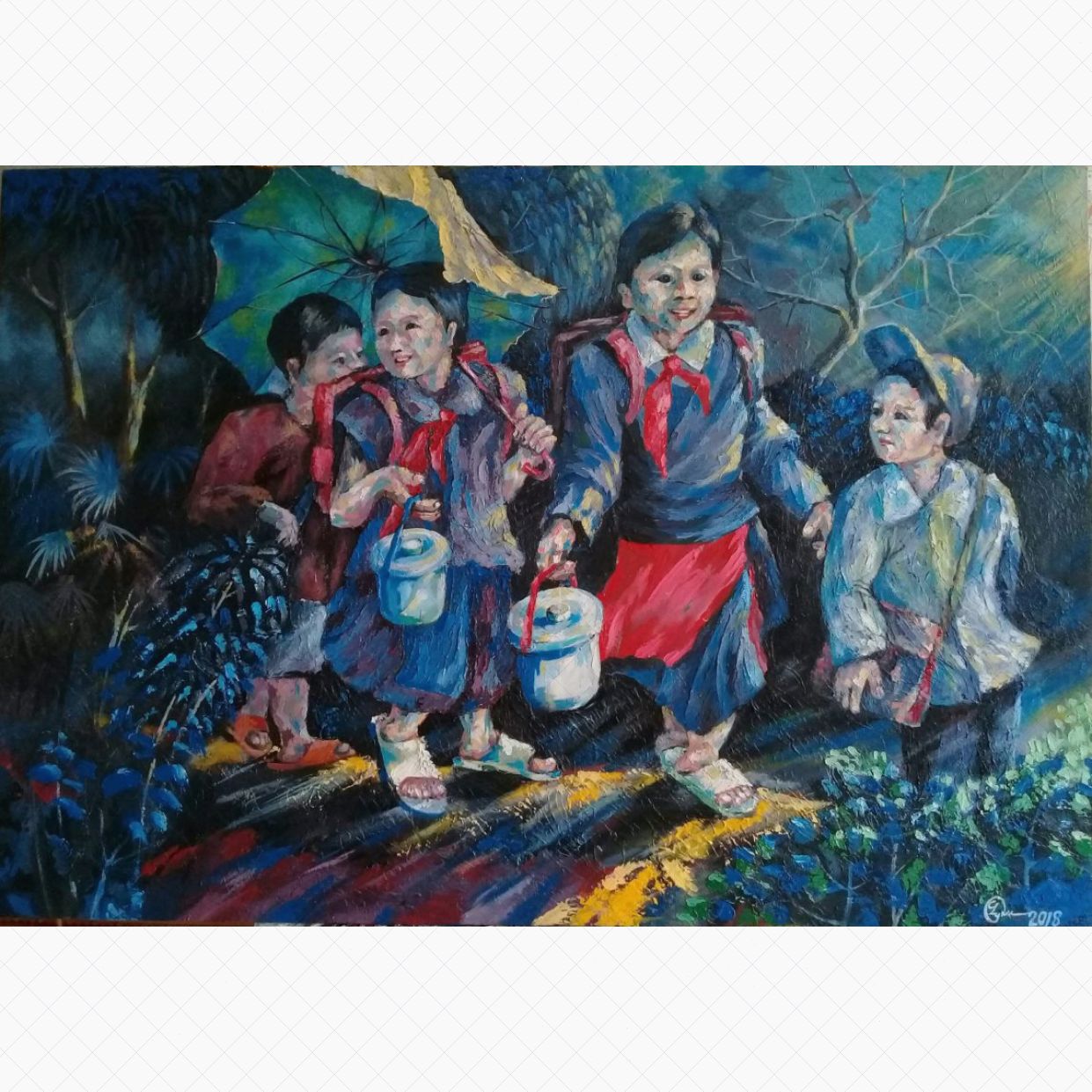 Lý Dược Tranh học xa 80×130 cm acrylic tranh trang trí đẹp 