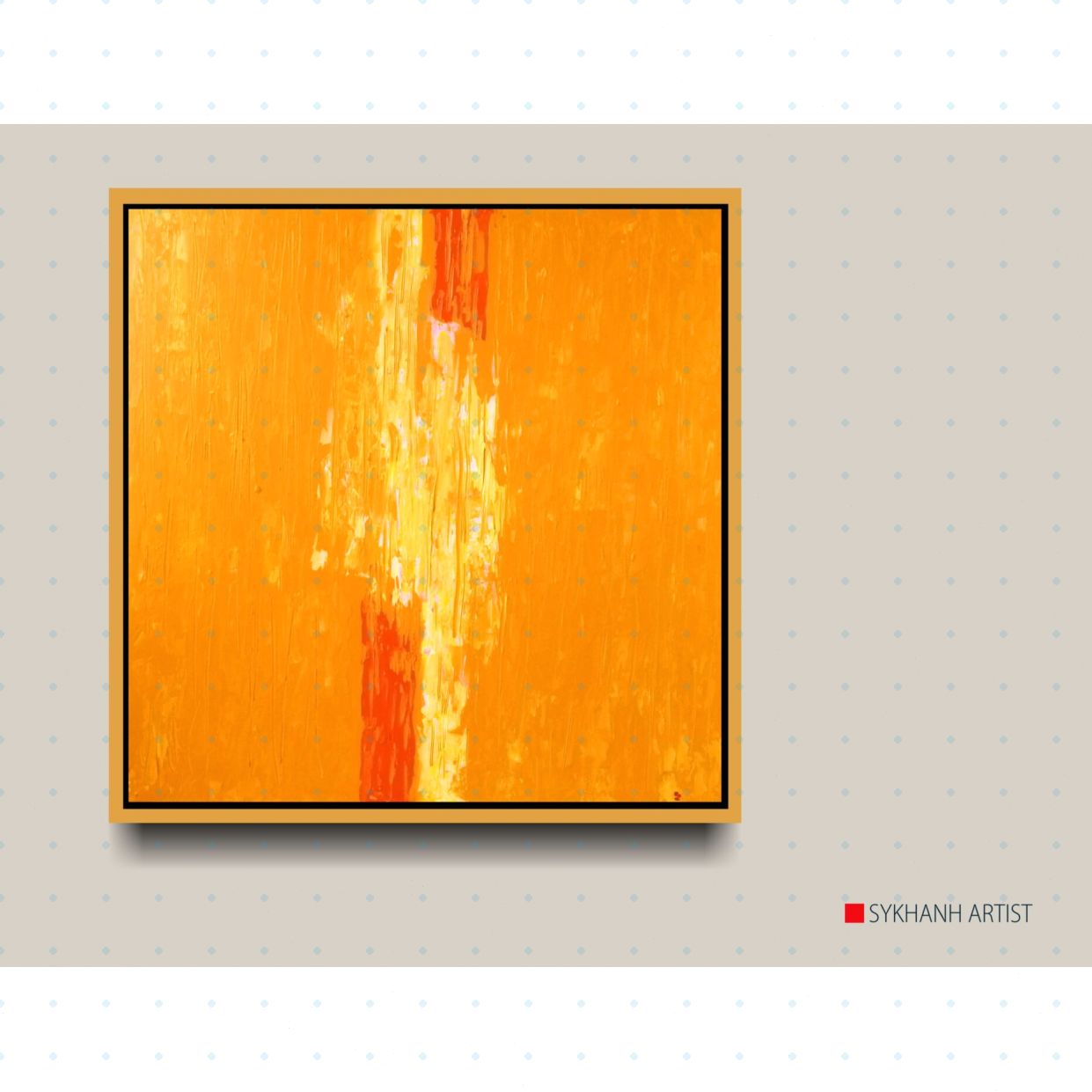 Tranh Trừu Tượng Hạ Vàng 80x80cm Phòng Khách Sang Trọng 