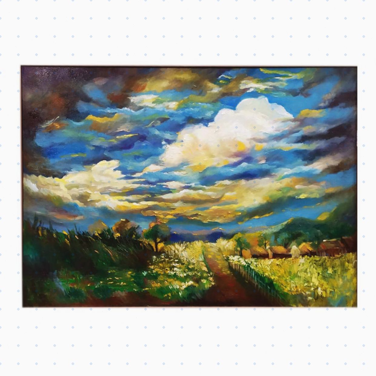 Bảo Châu Mây Ngũ Sắc tranh sơn dầu 80x120cm đẹp độc đáo 