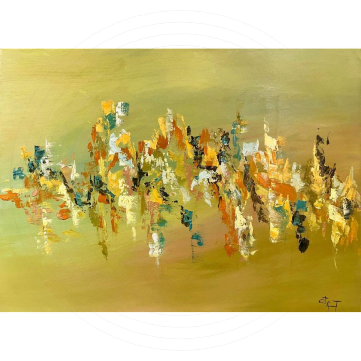 Tranh Trừu Tượng Giai Điệu Vui Acrylic 60x80cm Tươi Sáng Độc Quyền 