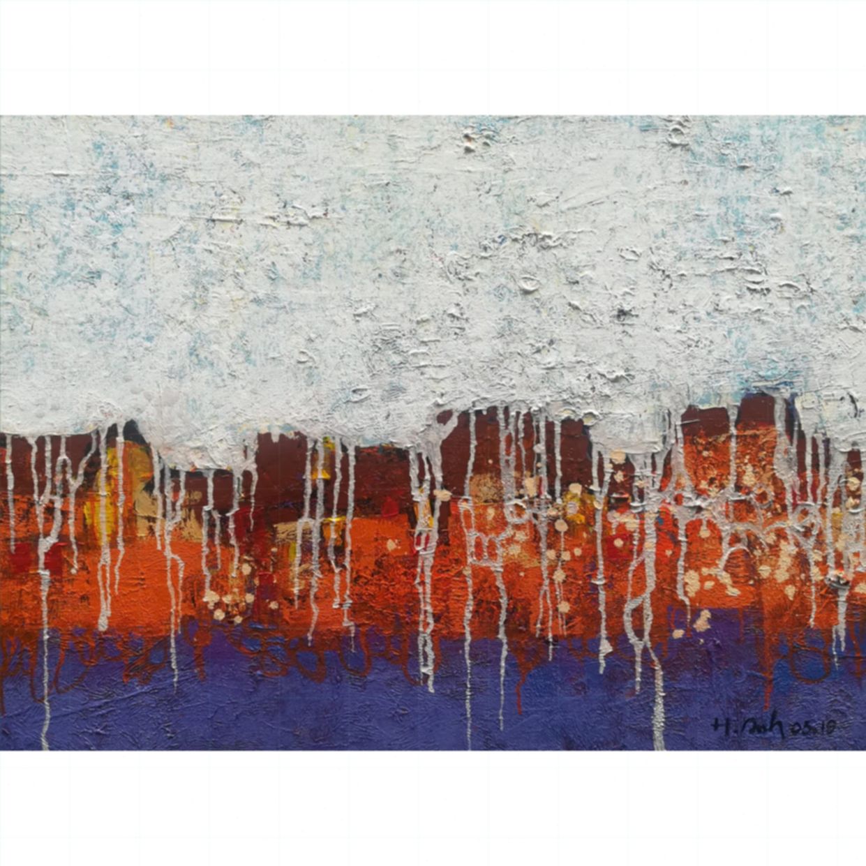 Tranh Hoàng Anh ngày mưa 60x80cm Acrylic treo tường đẹp 