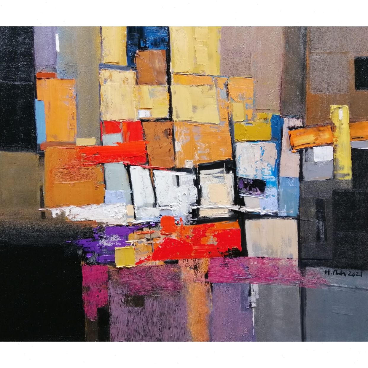 Tranh Sơn Dầu Hoàng Anh Nắng Thu 120x140cm Đẹp Sang Trọng 