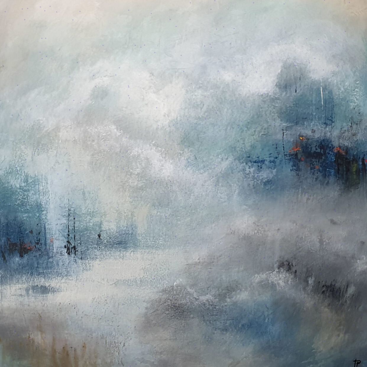 Tranh Mùa Đông đại dương đẹp canvas acrylic 100x100 cm độc đáo 