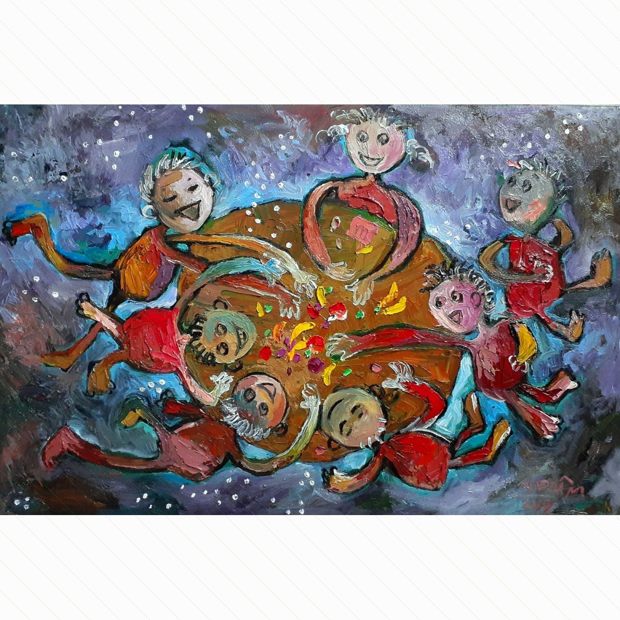 Tranh phá cỗ sơn dầu 40x60 độc bản tranh nghệ thuật 2019 