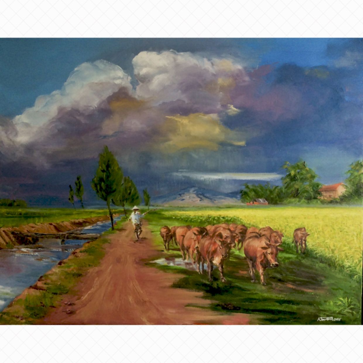 Tranh Ánh Trần Đường Về 100x80cm Sơn Dầu Đẹp, Mua Ngay 