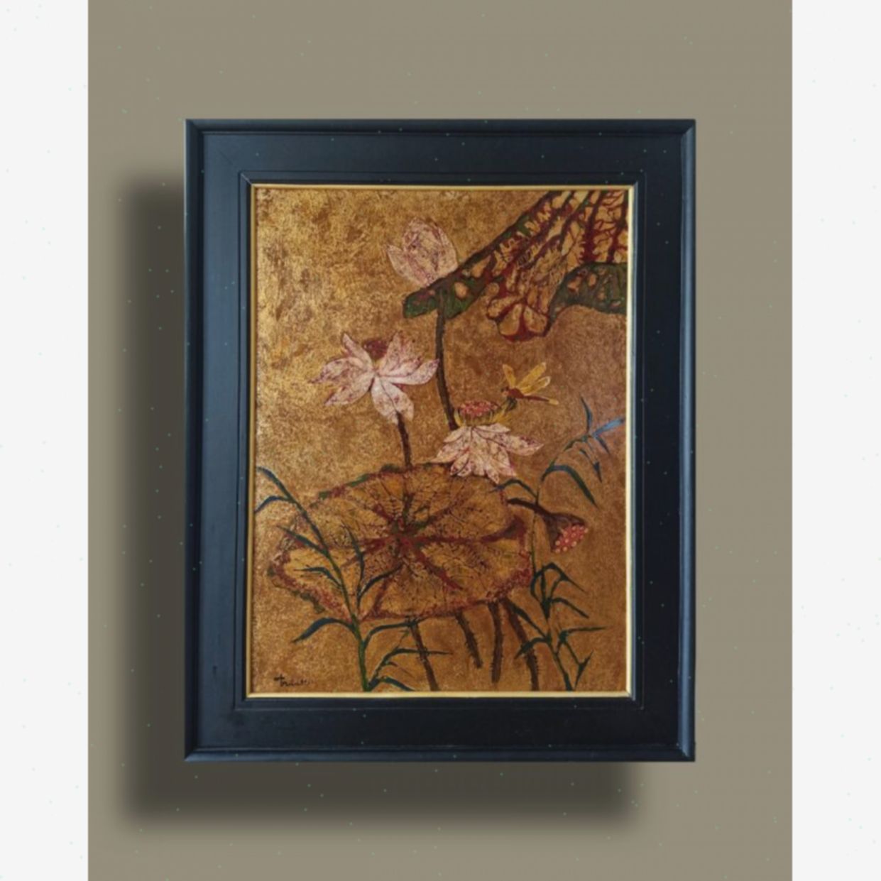 Tranh Sơn Mài Hoa Sen Mùa Hạ Độc Bản Kích Thước 60x80cm 