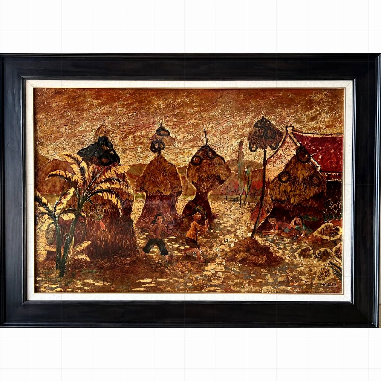 Tranh Sơn Mài Hương Rơm 80x120cm Độc Bản Giá Tốt 
