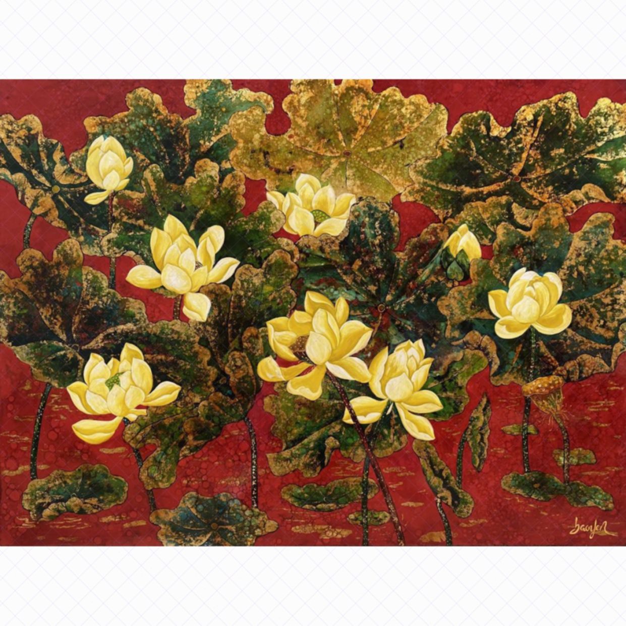 Tranh Sơn Mài Hoàng Liên 90x120cm Độc Bản Sang Trọng Chính Hãng 