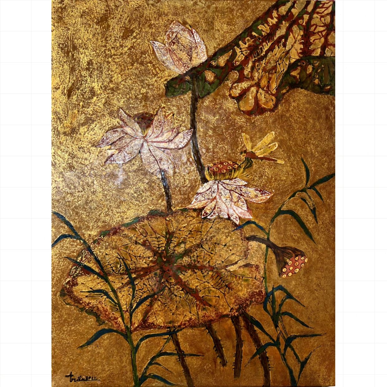 Tranh Sơn Mài Sen mùa Hạ 60x80cm Độc bản - Trang trí cao cấp 