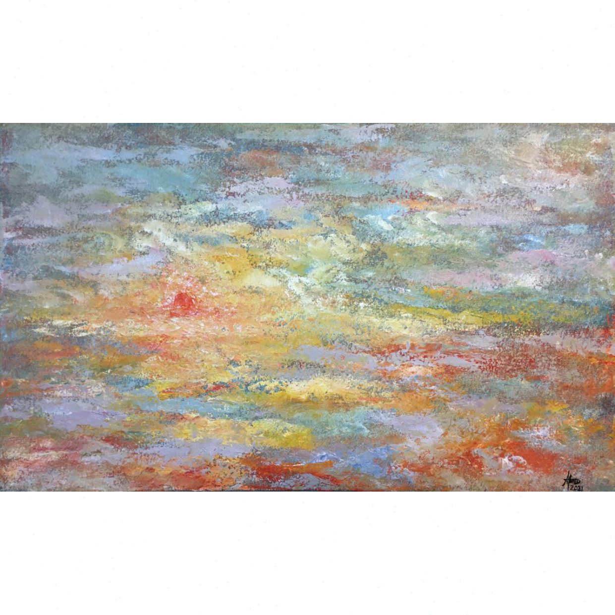 Tranh Trừu Tượng Ánh Bình Minh Size 60x100cm Acrylic Đẹp 