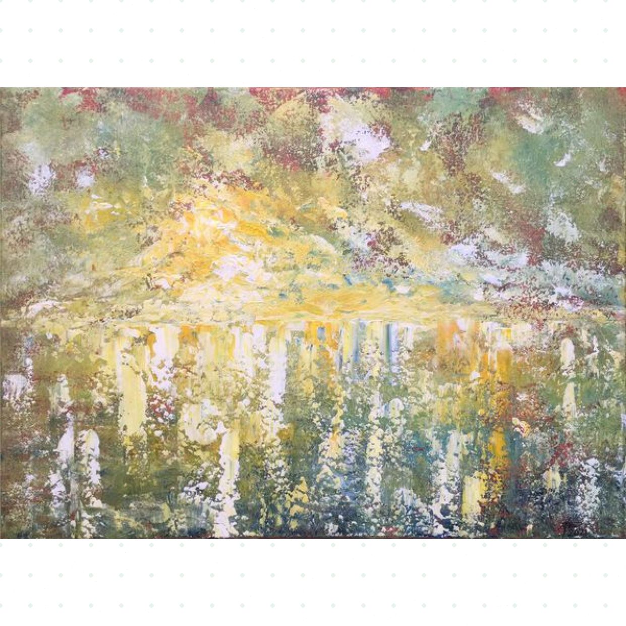 Tranh Trừu Tượng Xuân Chờ 52x72cm Sơn Acrylic Trang Trí 