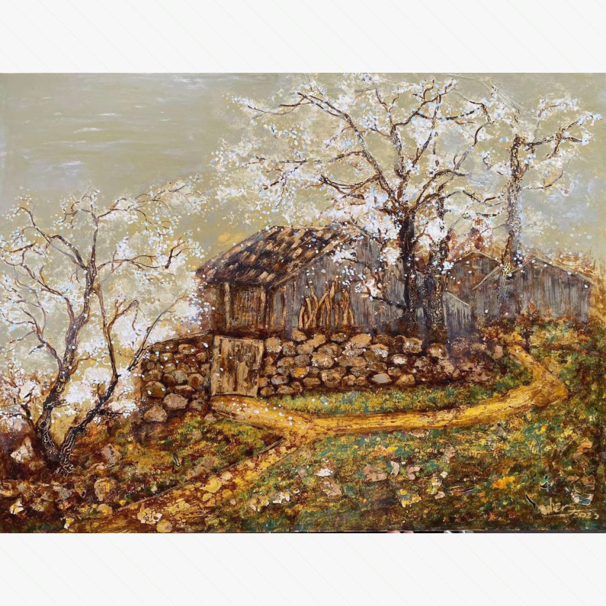 Tranh Sơn Mài Đồi Mây 60x80cm Độc Bản Chất Lượng Cao 