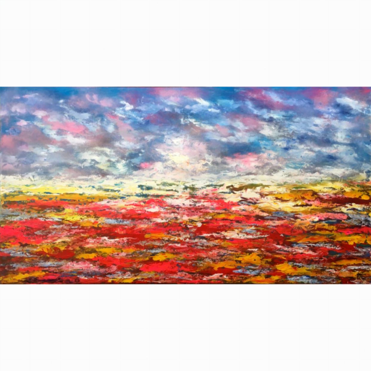 Tranh Trừu Tượng Ngàn Hoa Khoe Sắc 80x150cm Nghệ Thuật Độc Bản 