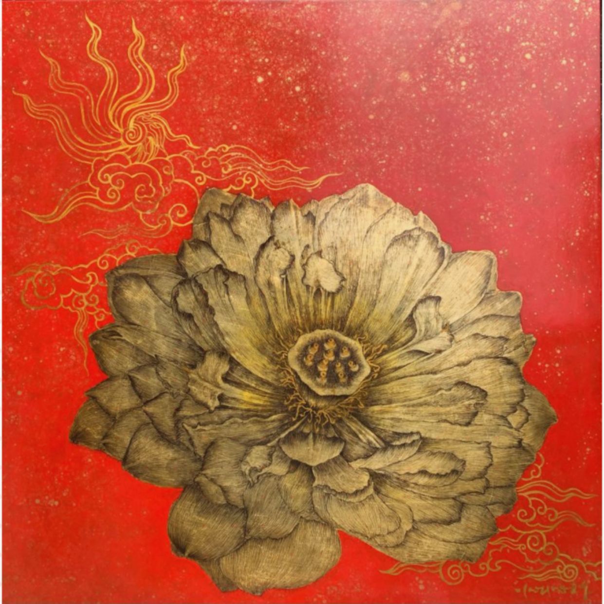 Tranh Sơn Mài Long Vân độc bản chất lượng cao kích thước 70x70cm 