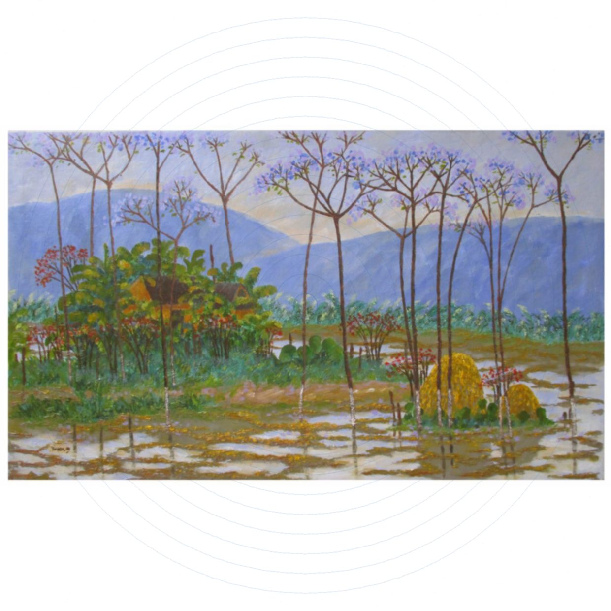 Tranh Nghệ Thuật Ngày Ấy 3 Acrylic Võ Văn Tuyền Đẹp 